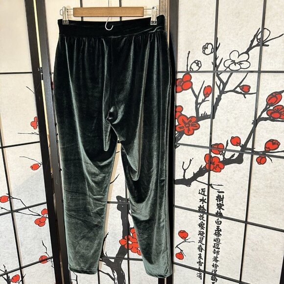 Victorias Secret Pants Women Size XS Velour Velvet Pants Dark Green Slim Leg - Picture 3 of 6